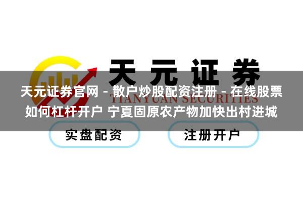 天元证券官网 - 散户炒股配资注册 - 在线股票如何杠杆开户 宁夏固原农产物加快出村进城