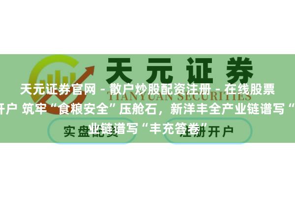天元证券官网 - 散户炒股配资注册 - 在线股票如何杠杆开户 筑牢“食粮安全”压舱石，新洋丰全产业链谱写“丰充答卷”