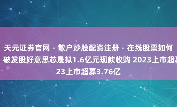 天元证券官网 - 散户炒股配资注册 - 在线股票如何杠杆开户 破发股好意思芯晟拟1.6亿元现款收购 2023上市超募3.76亿
