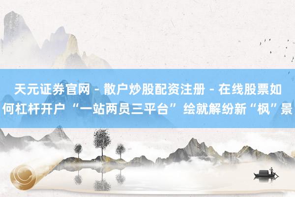 天元证券官网 - 散户炒股配资注册 - 在线股票如何杠杆开户 “一站两员三平台” 绘就解纷新“枫”景