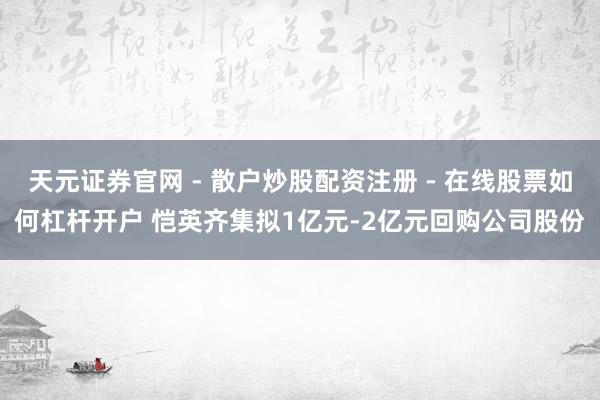 天元证券官网 - 散户炒股配资注册 - 在线股票如何杠杆开户 恺英齐集拟1亿元-2亿元回购公司股份