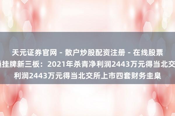 天元证券官网 - 散户炒股配资注册 - 在线股票如何杠杆开户 鲁邦通挂牌新三板：2021年杀青净利润2443万元得当北交所上市四套财务圭臬